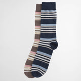 Barbour Men's Summer Stripe Socks 2 Pack in Pink/Navy Stripe