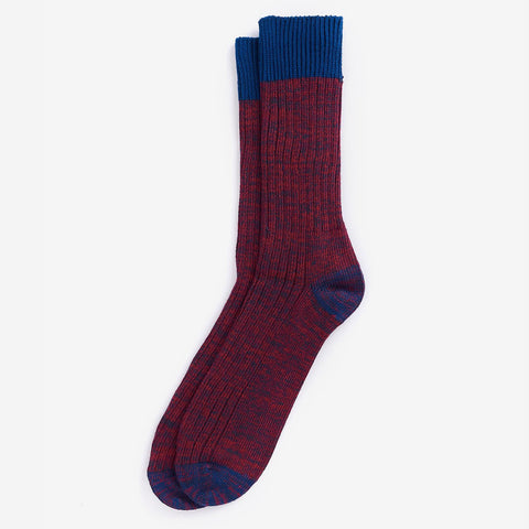 Barbour - Men's Twisted Contrast Socks in Cranberry