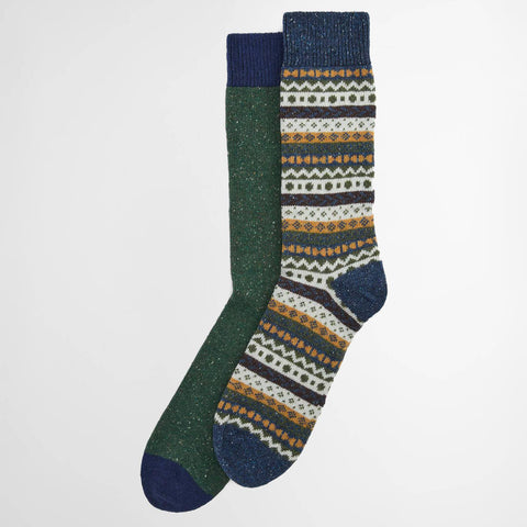 Barbour Men's Set of 2 Fairisle Socks in Classic Mix