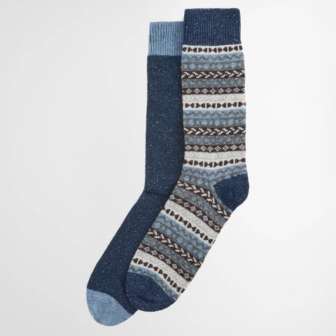 Barbour Men's Set of 2 Fairisle Socks in Midnight Oak