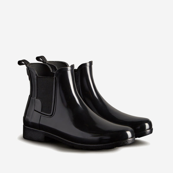 Hunter Women's Refined Chelsea Gloss Boot in Black