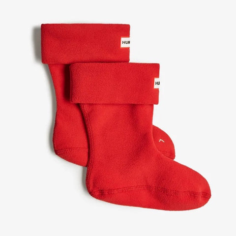 Hunter Kids Recycled Fleece Cuff Boot Socks in Red