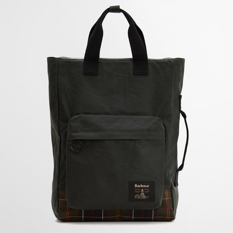 Barbour Field Wax Backpack in Sage/Classic Tartan