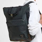 Barbour Field Wax Backpack in Sage/Classic Tartan