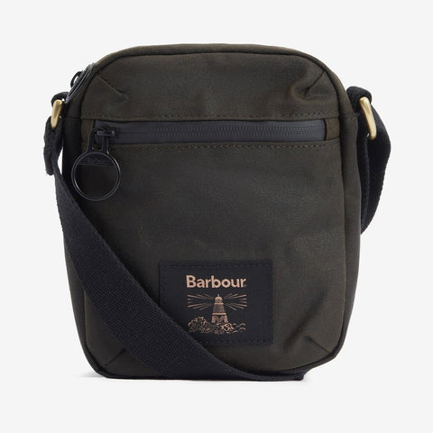 Barbour Field Wax Crossbody Bag in Olive/Black