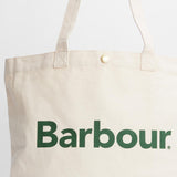 Barbour Logo Tote Bag in Ecru/Green