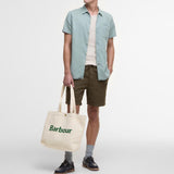 Barbour Logo Tote Bag in Ecru/Green