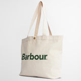 Barbour Logo Tote Bag in Ecru/Green