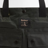 Barbour Field Waxed Tote Bag in Sage/Classic Tartan