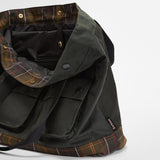 Barbour Field Waxed Tote Bag in Sage/Classic Tartan