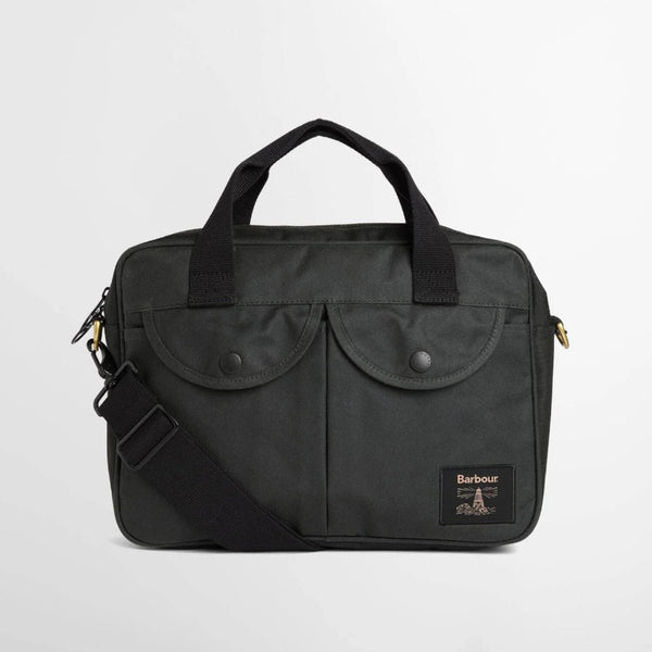 Barbour Field Waxed Laptop Bag in Sage