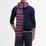 Barbour Lambswool Tartan Scarf in Cranberry