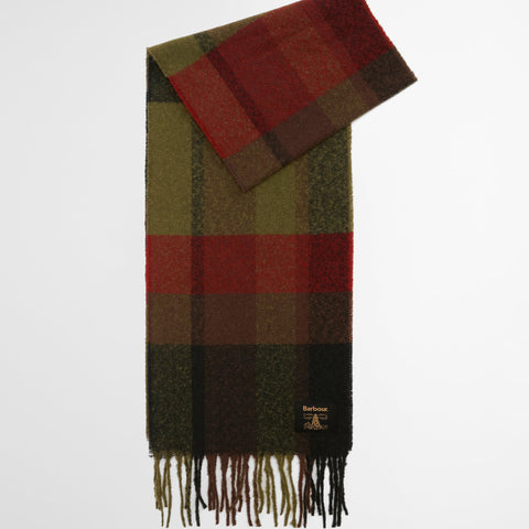 Barbour Westerdale Scarf in Olive/Fired Brick Check