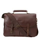 Barbour Leather Briefcase in Dark Brown