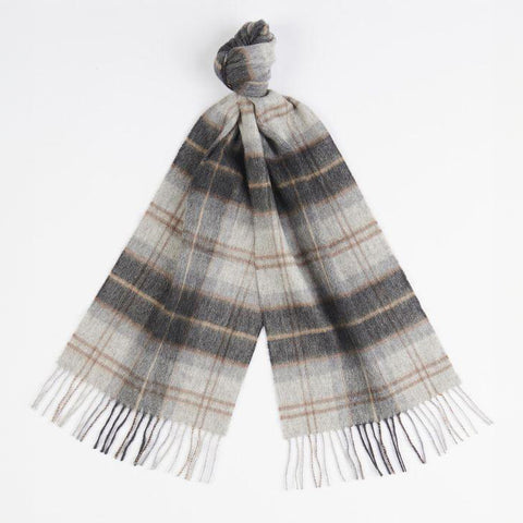 Barbour Wool Cashmere Tartan Scarf in Greystone