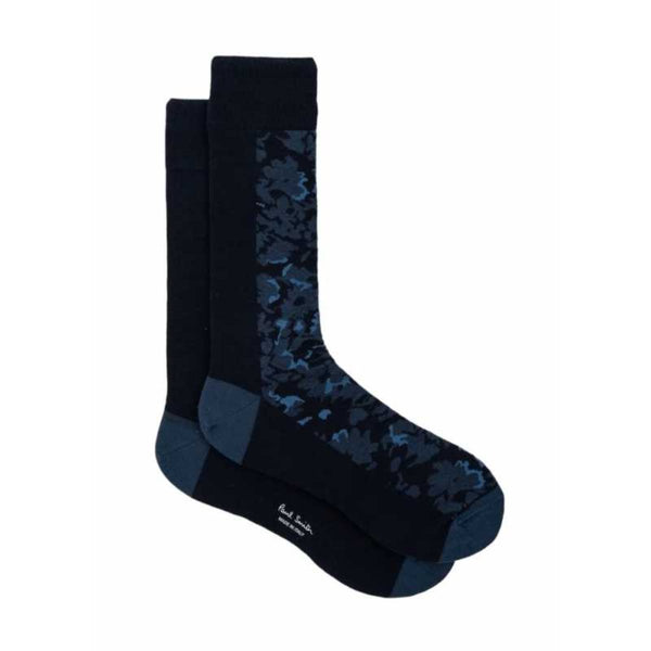 Paul Smith Men's Floral Cotton-Blend Socks in Navy