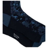 Paul Smith Men's Floral Cotton-Blend Socks in Navy