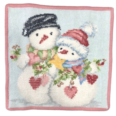 Feiler Winter Washcloth A Pair of Snowmen - Old Rose