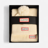 Hunter Women's Arrinay Ribbed Pom Beanie & Scarf Box Set in Antique White