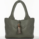 Luella Grey Saskia Large Woven Tote in Khaki