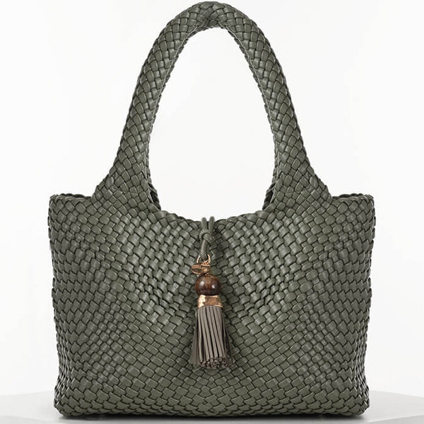 Luella Grey Saskia Large Woven Tote in Khaki