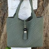 Luella Grey Saskia Large Woven Tote in Khaki