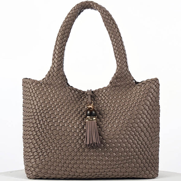 Luella Grey Saskia Large Woven Tote in Peat