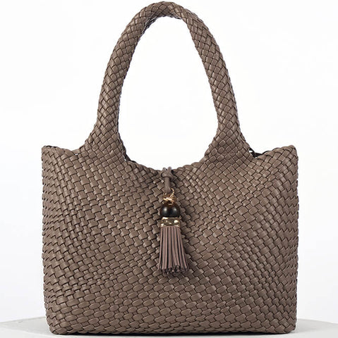 Luella Grey Saskia Large Woven Tote in Peat