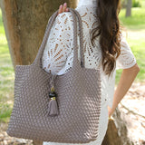 Luella Grey Saskia Large Woven Tote in Peat
