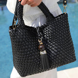 Luella Grey Suky Medium Woven Crossbody in Black