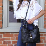 Luella Grey Suky Medium Woven Crossbody in Black