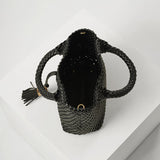 Luella Grey Suky Medium Woven Crossbody in Black