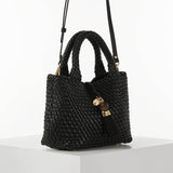 Luella Grey Suky Medium Woven Crossbody in Black