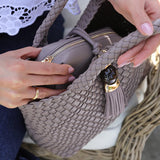 Luella Grey Suky Medium Woven Crossbody in Peat