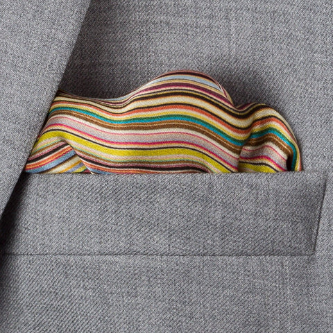 Paul Smith Men's Silk Signature Stripe Pocket Square