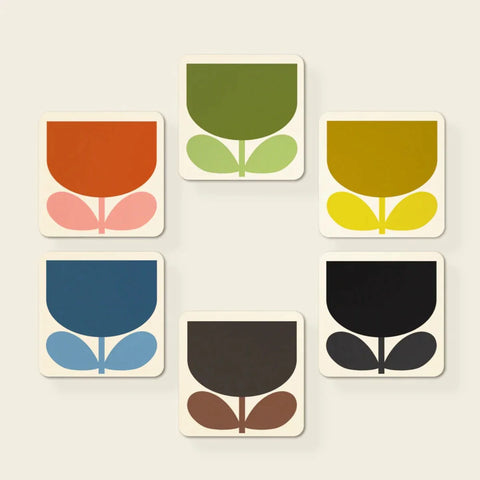 Orla Kiely Set of 6 Coasters Block Flower design