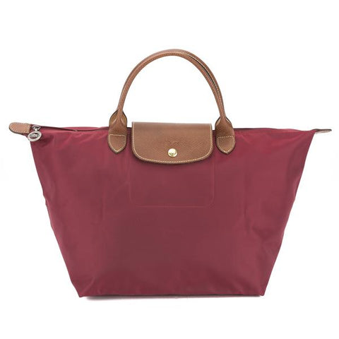 Longchamp - Le Pliage Top Handle M Bag in Garnet Red