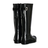 Hunter Women's Tall Back Adjustable Gloss Wellington Boots in Black