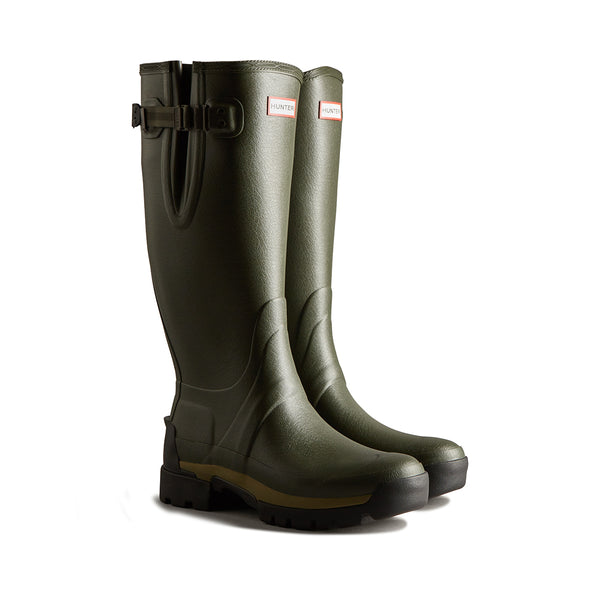 Hunter Men's Balmoral Adjustable 3mm Neoprene Wellington Boots in Dark Olive