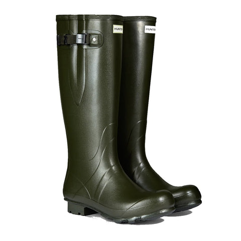 Hunter Men's Norris Field Side Adjustable Wellington Boots in Dark Olive
