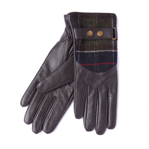 Barbour Women's Dee Tartan Gloves in Dark Brown