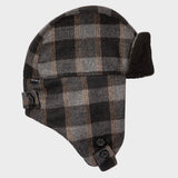 Paul Smith - Men's Grey Check Wool Trapper Hat in Slate