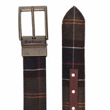 Barbour Men's Reversible Leather Belt in Classic Tartan/Brown
