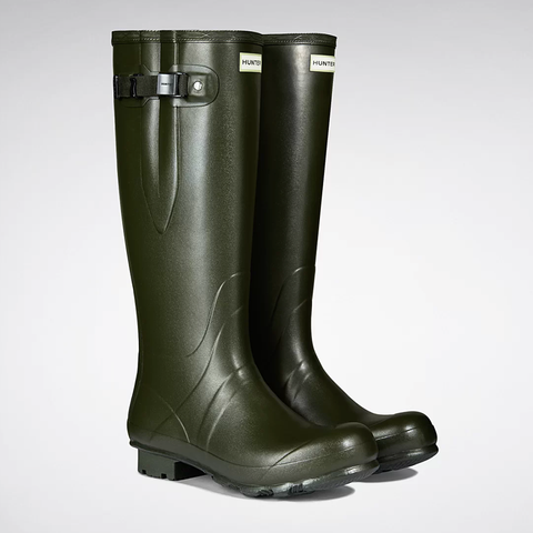 Hunter Men's Norris Field Neoprene Lined Side Adjustable Wellington Boots in Dark Olive