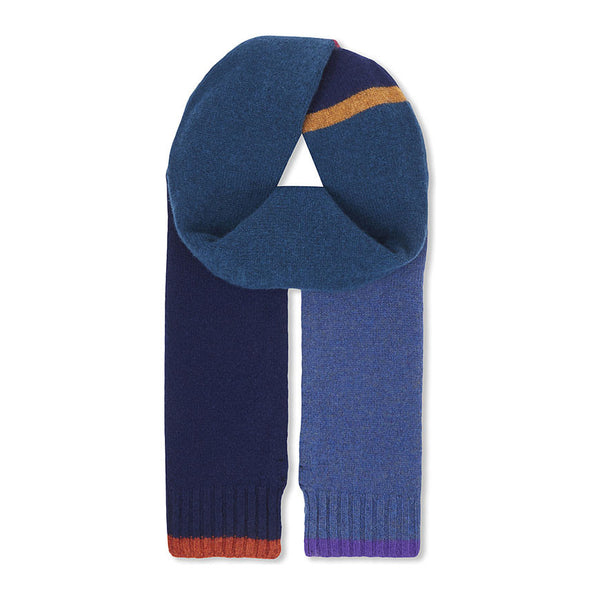 PS by Paul Smith - Colour Block Wool Scarf in Navy - Scarf - Sinclairs Online - 1