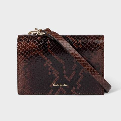 Paul Smith - Women's Brown Mock Snake Leather Purse With Shoulder Strap