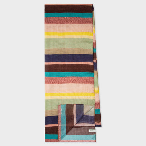 Paul Smith - Women's Pink and Brown Stripe Scarf