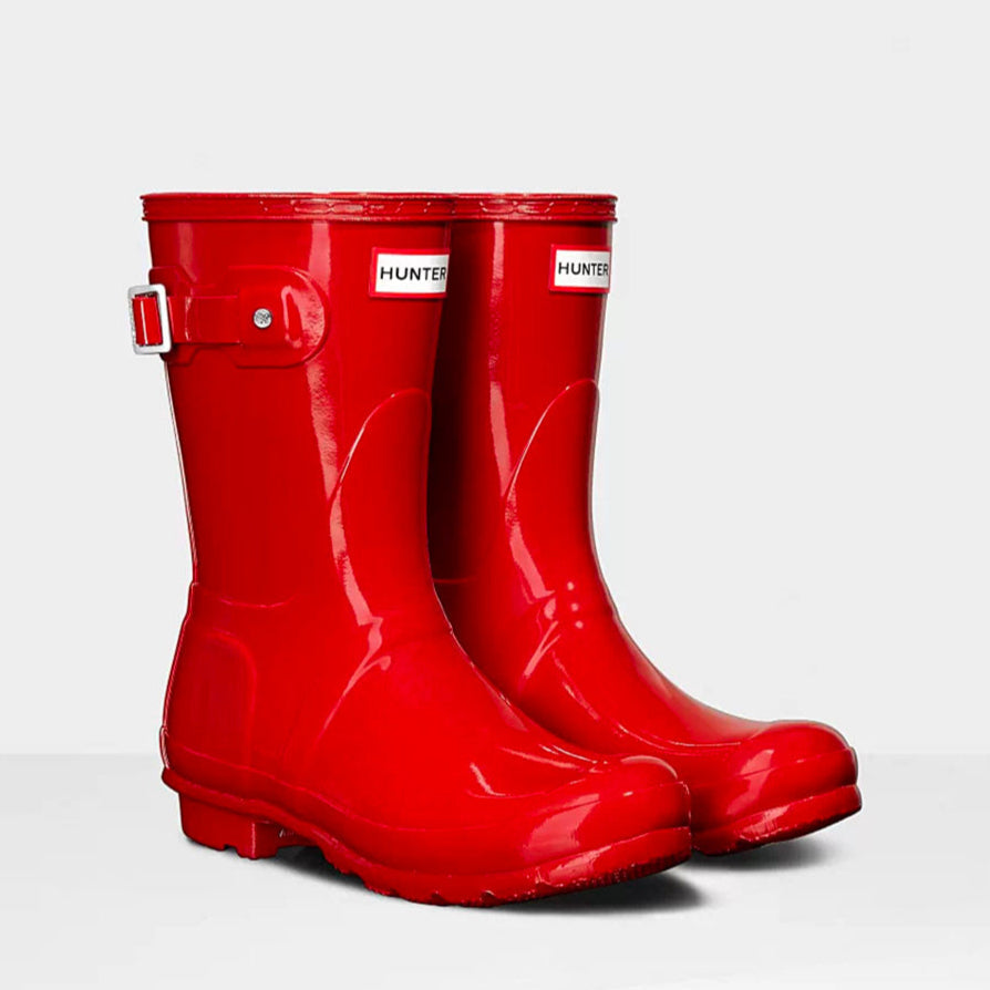 Hunter Women's Original Short Wellington Boots in Military Red Gloss