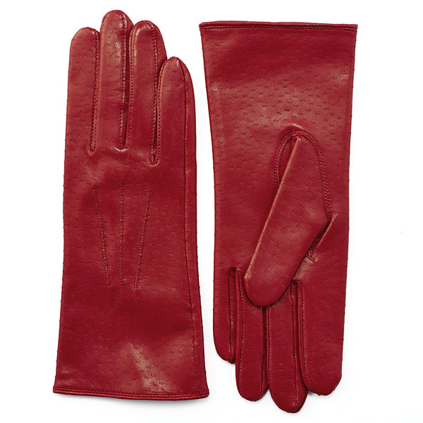 Pittards Ladies Aniline 3 Point Leather Gloves in Red