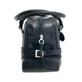 Tony Perotti Italian Leather Black Large Shoulder Bag With Bottom Zip Compartment